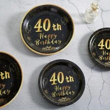40th Anniversary Tableware Set, 72 Pieces, Suitable For 24 Guests, Disposable Paper Plates And Napkins, 40th Birthday Party Decorations, Wedding Anniversary Gift Set, For Parents And Friends, Birthday Gift, Halloween, Christmas Decorations - Multicolor - View 4