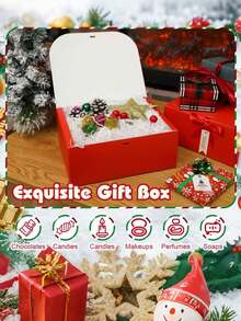 10pcs Red Gift Boxes With Red Ribbon, 10.6*7.8*3.1 Inch Decorative Gift Boxes, Wedding Favor Boxes, Valentine's Day And Holiday Party Gift Boxes, Suitable For Christmas, Halloween Gifts, For Parents And Friends - Red - View 4
