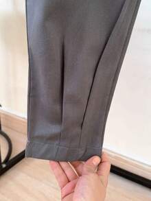 ISADORA MODA Women's Carrot Pants, Twill Fabric, 2 Buttons, With Pockets, Solid Color (Elastic At The Back) - Gris Pedernal - Ver 4