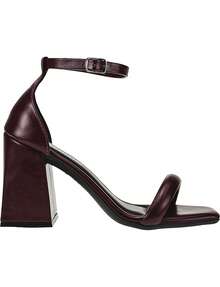 Women's High Heel Sandal With Square Block Heel, Geometric Studded Heel, Shekinah Style, New Release, Comfortable, Soft, Modern, Party, Fashion Blogger Style, New Arrival - Gỗ đỏ - Xem 4