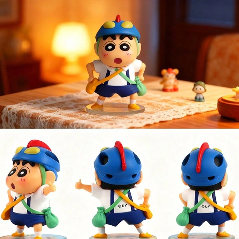 Miniso Caja ciega de adorno de coche de la serie de acción de Crayon Shin-Chan, figura de PVC, diseño lindo y divertido, ideal para decoración del interior del coche, adorno de escritorio y regalo (1 pieza entregada al azar) - Multicolor - Ver 1