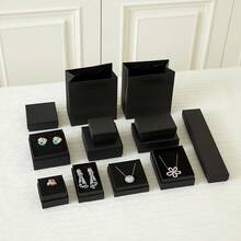 1 Stück quadratische Schmuckgeschenkbox in verschiedenen Größen, für Halskette, Ohrringe, Ring, einfarbig in elegantem Stil, geeignet für Wintersonnenwende und Hochzeiten, Schmuck, Halskette, Armband, Silber-Bar-Verpackung, Hochzeiten und andere Anlässe, Dekor für Schminktisch - Schwarz - Übersicht 6