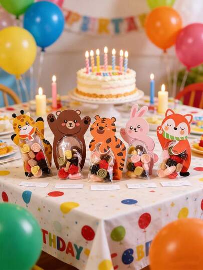 10pcs/Pack Rabbit Cartoon Animal Candy Decor Cards, Candy Bags, Suitable For Birthday, Party, Holidays