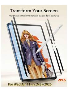 2pcs Magnetic Detachable Screen Protector Film Compatible With IPad Air 13-In.(M3)-2025/ Air 11-In.(M3)-2025/ Air 13-In.(M3)-2024/ Air 11-In.(M3)-2024 Tablet, Paper-Like Film, High Definition, Writable, Detachable, Reusable, Matte PET Anti-Glare Screen Protector, Matte Surface, Minimalist Design, Scratch-Resistant Film, Accessories - 2pcs - View 13