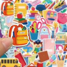 50pcs School Supplies Series Stickers, Suitable For Decorating Notebooks, Suitcases, Phone Cases, Waterproof Stickers - Multicolor - View 8