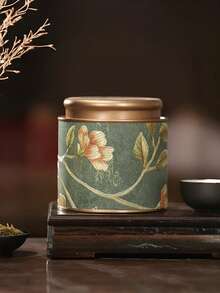 1个花卉图案铁罐，10厘米耐用密封茶叶罐，家用绿茶/红茶储存罐，便携式茶叶包装小金属罐 - 彩色 - 查看 7