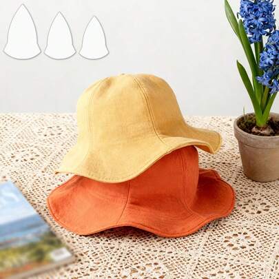 3 Stücke handgefertigte Blütenblatt Hut Nähvorlage DIY Sonnenhut Muster Quiltvorlage - transparente PET Vorlage mit präziser Schnittanleitung, geeignet für Sonnenhüte, Bucket Hüte, Patchwork & Nähen, Blumen-, Punkte-, Spitzenmuster, Hutdekoration, präzises DIY Schnittmuster Werkzeug