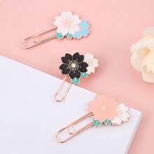 1/5/12Pcs Creative Metal Bookmark Exquisite Cherry Blossom Paperclip Bookmark Popular Fashionable And Exquisite Bookmark With Card - A - View 7