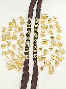 70Pcs Alloy Hair Ring Hair Charms Dreadlock Decorations Cuffs Hair Accessories Loc Hair Jewelry For Braids For Girls And Women - Gold - View 5