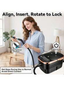 1250毫升高压蒸汽清洁器，适用于空调、厨房、汽车、家具清洁，6档可调，15秒快速加热，便携式蒸汽清洁器，可用于家庭清洁污垢、油脂、瓷砖缝隙、地板、汽车，配备10种配件，多功能蒸汽清洁器 - 查看 10