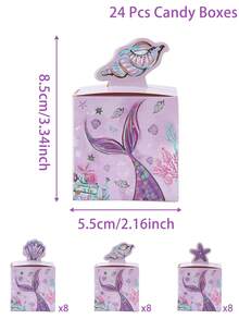 24 hộp quà giấy chủ đề nàng tiên cá, hộp đựng kẹo chủ đề nàng tiên cá, hộp quà nhỏ chủ đề nàng tiên cá dưới nước, trang trí tiệc mừng em bé, trang trí sinh nhật, trang trí tiệc tiết lộ giới tính, trang trí tiệc nàng tiên cá màu tím, đồ dùng tiệc sinh nhật nàng tiên cá, trang trí bàn tiệc, hộp quà tặng tiệc nàng tiên cá. - Nàng tiên cá - Xem 5