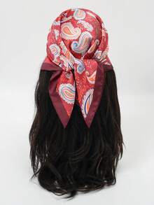 1pc Cashew Flower Print Fresh Fashion Bandana Scarf, Women Headband Square Scarf - Multicolor - View 12