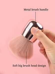 1Pc Large Mushroom Head Nail Art & Makeup Brush Nail Art Dust Powder Remover Brush With Soft S And Pink Handle Nail Brush For Cleaning Fingernails - Multicolor - View 2