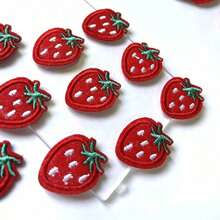 10pcs Red Strawberry Shaped Fabric Patch Stickers With Adhesive Back ROP7 - Màu đỏ - Xem 1