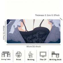 Grande Mouse Pad e Tapete de Mesa com Tema de Meia Anime, Adequado para - Base de Borracha Antiderrapante, Bordas Costuradas, Tapete de Teclado de Computador, Uso Escolar e de Escritório, Presente para, & (Meias) - B - Visão 14