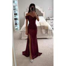 Women's Polyester Sexy Fine Flash Split Ball Dress Sequined Dress New Product,Conjuntos De Mujer Elegantes - 銀色 - 查看 2
