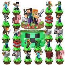 25个我的世界主题蛋糕装饰插牌，适用于家庭生日派对装饰，蛋糕DIY配件 - 彩色 - 查看 8