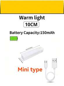 1pc USB Rechargeable LED Motion Sensor Light, Cabinet Wardrobe Light, Wireless LED Night Light, Staircase Backlighting, Rechargeable, Suitable For Room, Kitchen, Kitchen Accessories, Closet, Stairs, Corridor And Cabinet, Kitchen Decor, Bedroom Decor, Bedroom, Lamp, Light, Room Decor, Sensor Light, Kitchen Light, Battery Wall Lamp, Ceiling Light, Battery Lamp, Christmas, Halloween, LED Light, Wall Lamp, Wall Light, Bedroom Light, Battery Capacity: 150mAh, 200mAh, 350mAh, 10/20/30/50cm Optional - Smart Sensor Cabinet Lights - View 16