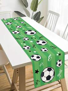 1pc Football Table Runner, Size 180*35cm, Polyester Tablecloth, Football Party Decor, Football Match Decor, Sports Theme Birthday Party Supplies, World Cup Home Decor, Kitchen Decor, Baby Party Decor, Tabletop Decor, Room Decor, Ideal For Football Fans, Football Party Favors, 2026 World Cup Decoration - Football - View 2