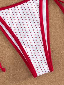 Bộ đồ bơi tankini phối họa tiết da báo dành cho nữ, gồm áo và quần, kiểu dáng thường ngày, thích hợp cho kỳ nghỉ hè hoặc đi biển. - Chấm đỏ - Xem 6