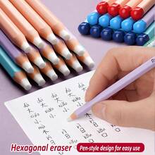 12pcs Hexagon Erasers, Ideal As Birthday, Christmas And Thanksgiving Gifts. Soft Erasers Suitable For School, Home And Office Use. - Pen-shaped Eraser - View 9