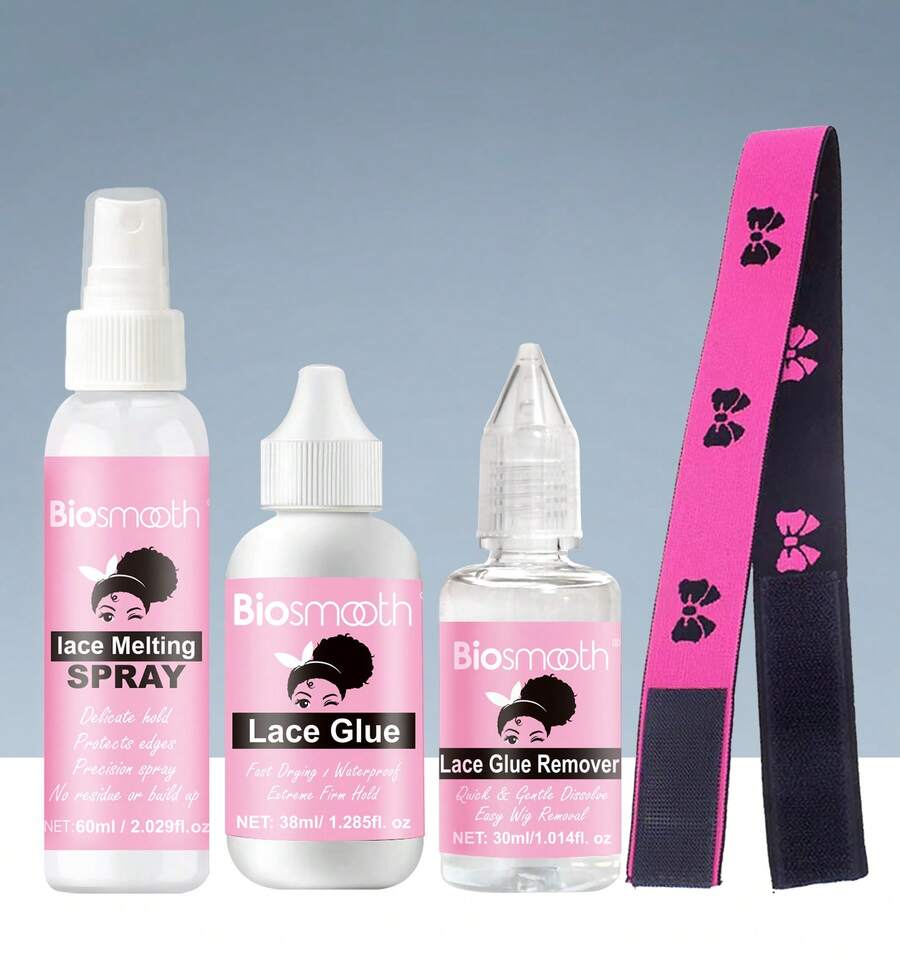4pcs Wig Installing Kit- 60ml Melting Spray,38ml Lace Glue,30ml Lace Glue Remover And Lace Band - 4pcs假髮 - 查看 1