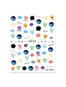 1张ins风彩色水母美甲贴纸创意海洋卡通可爱美甲贴纸DIY手账CCD手机壳装饰艺术贴纸 - 海洋 - 查看 5