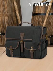 NEWHEY Canvas Messenger Bag Men 17.3 Inch Laptop Bag Waterproof Computer Briefcase Retro Satchel Bag Large Shoulder Bag - Multicolor - View 10