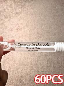 1/3/5 piezas Etiquetas personalizadas de burbujas para boda, pegatinas de recuerdos de fiesta, etiquetas transparentes personalizadas de agradecimiento, identificación de varitas de burbujas para devolución de lugar de boda, adecuado como regalo conmemorativo familiar - Modelo regular - Ver 16