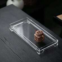 Acrylic Tea Tray, 11.8-Inch Chinese-Style Kung Fu Tea Tray, Kung Fu Tea Set Tray With Stand, Home Tea Service Tray Gift Set, Suitable For Home, Office, And Bar Use - Transparent - View 5