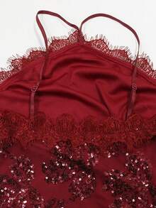 Burgundy Sleeveless Sequin Irregular Slim Party Sequin Dress Sexy Women's Clothing - 酒紅色 - 查看 8