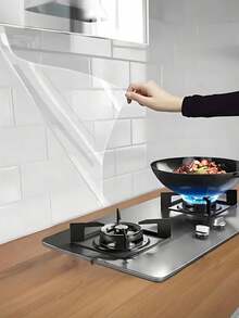 自粘透明保护膜，厨房防油防水可移除墙纸，适用于墙面和橱柜保护，耐热贴纸，透明瓷砖墙贴 - 彩色 - 查看 3