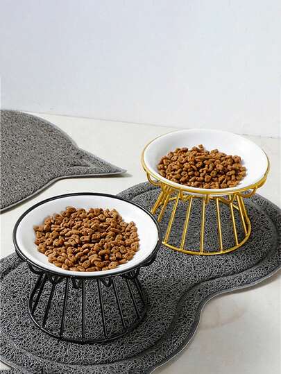 1 шт. підставки для мисок для котів із залізним каркасом, стійка для мисок для домашніх тварин, стійка для котячого корму з антиперекиданням, стійка для корму для собак, легко миється, опори для мисок для котів, призначені для полегшення тиску на спинний хребет під час їжі, забезпечуючи більш комфортний досвід годування та пиття