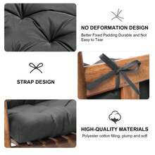 Outdoor Indoor Waterproof Seat Chair Outdoor & Indoor Waterproof Seat Chair Cushions With Ties Chair Back Cushion Recliner Seat Mat Outdoor Dining Chair Cushion For Patio Cushion Furniture - 深灰色 - 查看 6
