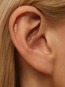 EleRunis 1件 925纯银精致细链平底耳骨耳廓穿孔饰品，适合日常佩戴、婚礼、派对、订婚、周年纪念、情人节等场合。 - 金色 - 查看 2