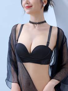Tube Top Summer Wear Strapless Underwear Nipple Covers Non-Slip Off-Shoulder Bra Top Women's Innerwear - 黑色 - 查看 11