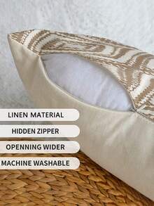 2 件装装饰枕套，波西米亚几何图案抱枕套，100% 低过敏性聚酯纤维，复古亚麻材质，隐形拉链，可机洗，简约时尚线条设计，家居装饰抱枕套，适用于沙发、客厅、卧室，不含枕芯 - 駝色 - 查看 9