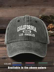 1pc/2pcs Embroidered CALIFORNIA 1685 LOS ANGELES Washed Baseball Cap, Outdoor Adjustable Sun Protection Casual Hat, Suitable For Spring/Autumn Travel, Beach Vacation, Y2K Style Youth Hat - Baseball Cap - View 3