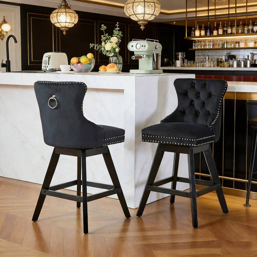 Barstools - Black + Velvet + Foam - View 1