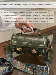 1pc Retro Mini Cylinder Handbag For Women(No Dolls Allowed), Shoulder Crossbody Bag For Daily Use.Rhomboid Patterned Bucket Bag Crossbody Shoulder Bags For Women Cylinder Purse Satchel Handbags.Crossbody Bag.Can Be Used As Valentine's Day, Thanksgiving, Halloween,Christmas Gift. - 墨綠色 - 查看 7