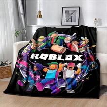 3D Cartoon R-Robloxs Game Flannel Blanket Soft Warm Throw Blanket For Bedroom Living Room Bed Travel Camping Picnic Gift(8).Jpg - trắng - Xem 1