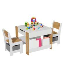 Mesa de Actividades Infantil de 1 Metro en MDF con Tres Compartimentos y Estante Integrado - Estación de Juego y Aprendizaje Duradera y Espaciosa para Niños - Negro - Ver 2