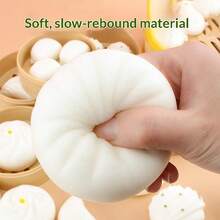 Soft Squeeze Realistic Bun Toy, Great Stress Relief Gag Gift, Funny Steamer Bun Toy For Birthday, Prank - Multicolor - View 3