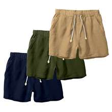 Set Of 3 Premium Linen Shorts For Men - Luxury Beachwear - 橄欖綠 - 查看 1