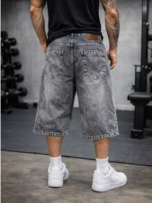 Dazlling Men's Denim Balloon Shorts, Back Waist, 4 Pockets, Comfortable, Sizes 38 To 56 - 大理石紋 - 查看 3