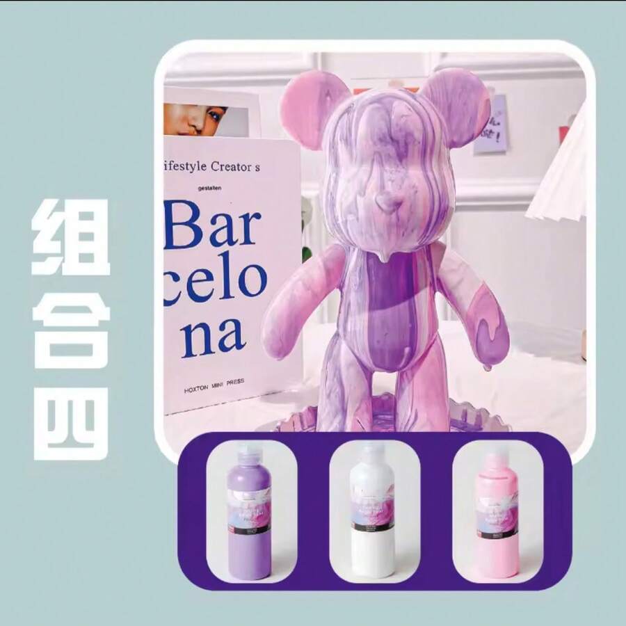 Figura creativa tipo oso, ideal para arte y decoración. Incluye pigmentos líquidos para crear efectos marmoleados únicos y personalizarla a tu estilo. Perfecta como actividad, regalo original o pieza decorativa moderna. Viene con accesorios completos para una experiencia fácil y divertida. - Lila Púrpura - Ver 1