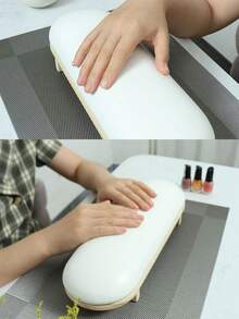 1个舒适美甲手垫，皮革桌面手枕，适用于美甲沙龙、美甲护理，无异味美甲护理配件，适合沙龙或家庭使用，舒适美甲护理 | 时尚美甲枕 | 金色底座，美甲艺术配件 - 彩色 - 查看 6