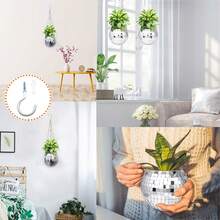 1pc Handmade Disco Style Self-Watering Plastic Desktop Planter Pot With Chain, Fashionable Home Decor - Flowerpot - View 4
