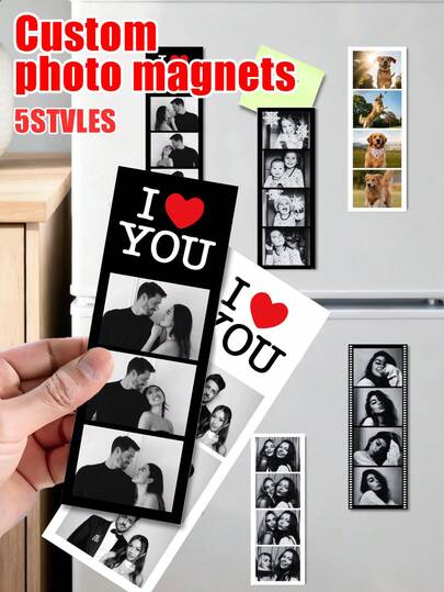 1/3/5 st. personliga kylskåpsmagneter, utskrivbara med dina egna designer, kan ladda upp 3 till 4 foton, perfekt för heminredning. Fotokylskåpsmagneter, lämpliga för kontor och kök - eleganta förvaringsskåpsmagneter, högkvalitativa, anpassningsbara och personliga. Den perfekta unika presenten till honom, henne, pojkvän, pappa, flickvän.