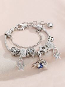 1pc European & American Style DIY Beaded Bracelet With Airplane & Suitcase Pendant, Suitable For Daily Wear As Gift For Friends - Multicolor - View 6